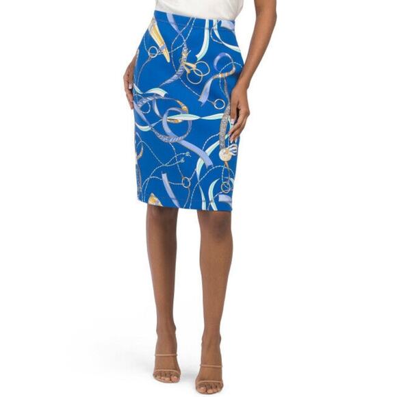 J. McLaughlin Thalia Nautical Blue Pencil Skirt Size Small - Picture 1 of 8